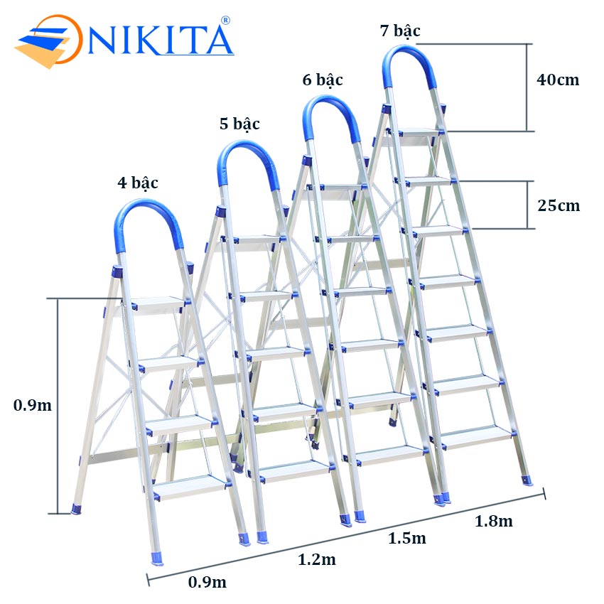 Thang nhôm ghế tay vịn kiểu Đức NIKITA