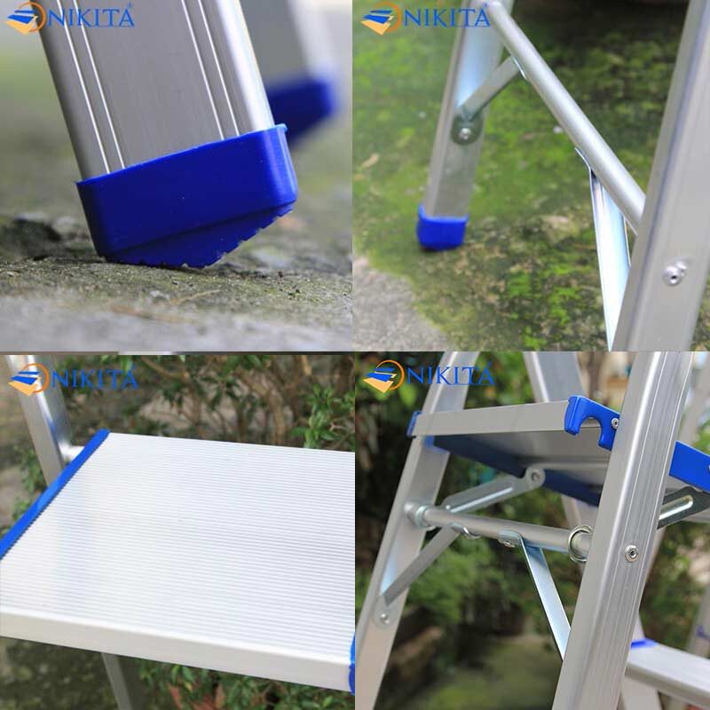 Bậc thang thiết kế chống trượt, đế có bọc nhựa cao cấp