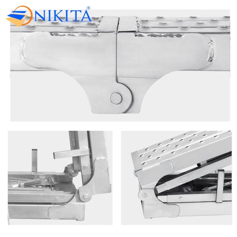 Tất cả các bộ phận của thang đều sử dụng chất liệu thép không gỉ cao cấp