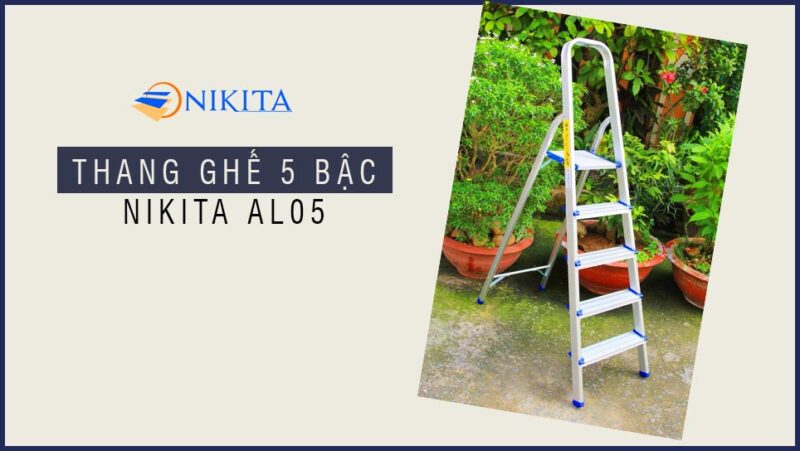 Thang ghế 5 bậc NIKITA AL05 - Hợp kim nhôm chịu lực chắc chắn
