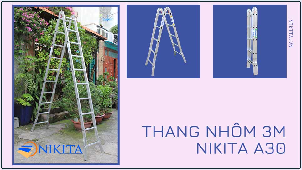 Thang nhôm 3M NIKITA A30 – Thang chữ A hoặc chữ I đa năng