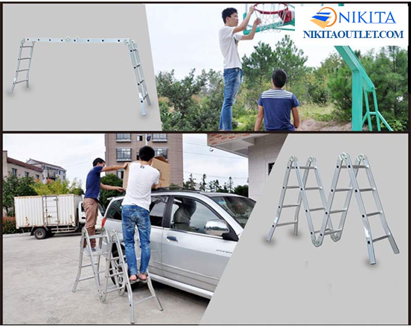 Thang nhôm gấp 4 khúc NIKITA có thể thay đổi theo nhiều hình dạng khác nhau