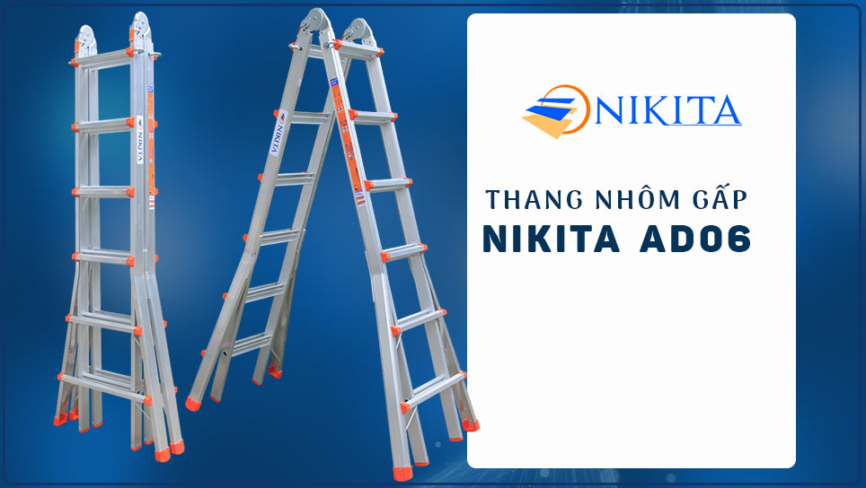 Thang nhôm gấp - Thang nhôm đa năng Nikita AD 06