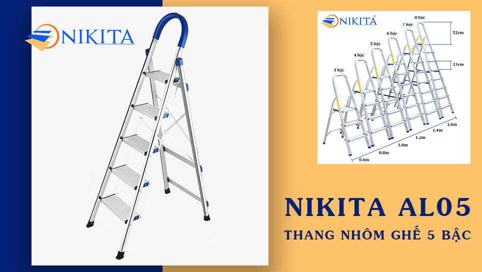 Thang nhôm ghế 5 bậc Nikita DL05
