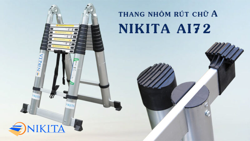 Thang nhôm rút chữ A NIKITA AI72, chiều cao lên đến 7,2 mét