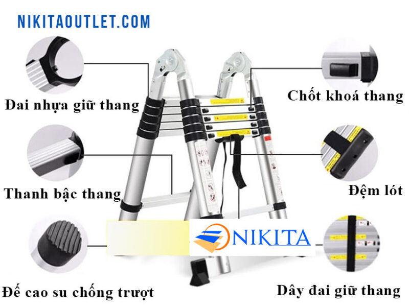 Cấu tạo thang nhôm rút đôi