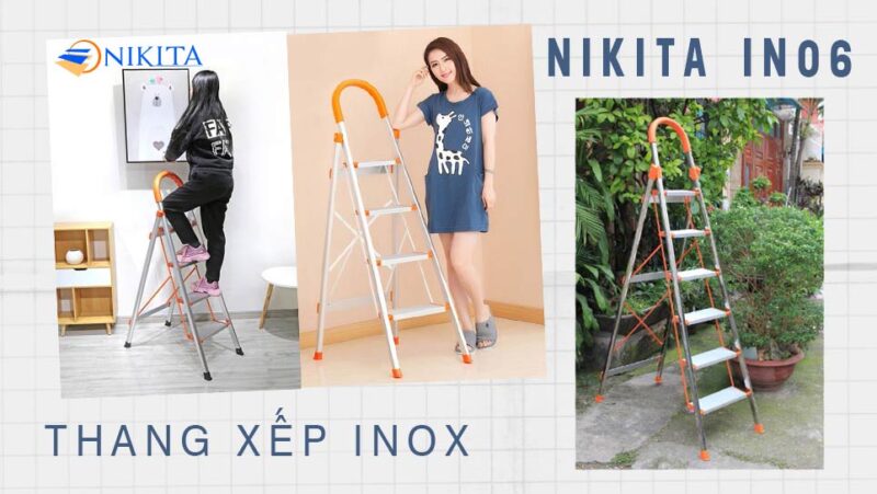 Thang xếp inox NIKITA IN06 - Thang inox 6 bậc