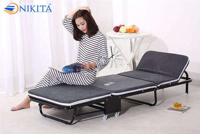 Giường gấp gọn 3 khúc NIKITA vải nhung